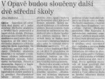 V Opavě budou sloučeny další dvě střední školy